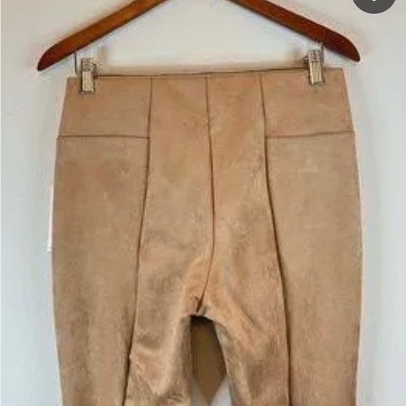 ZAC & RACHEL PETITE HIGH RISE PANTS FAUX-SUEDE WOMENS SLIM TAN COLOR SIZE PLARGE - Picture 10 of 16
